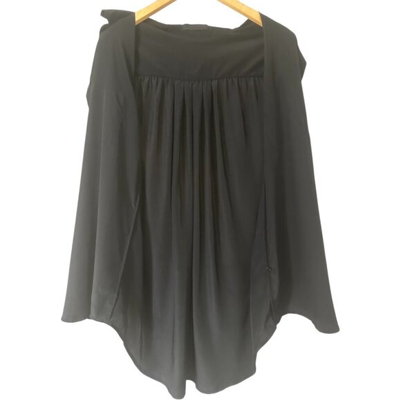 The Row Black Silk Button Down Shirt Size M Pleated Back Long Sleeves Semi-Sheer - Picture 5 of 8